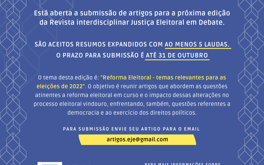 Captação de artigos para próxima edição da Revista Justiça Eleitoral em Debate