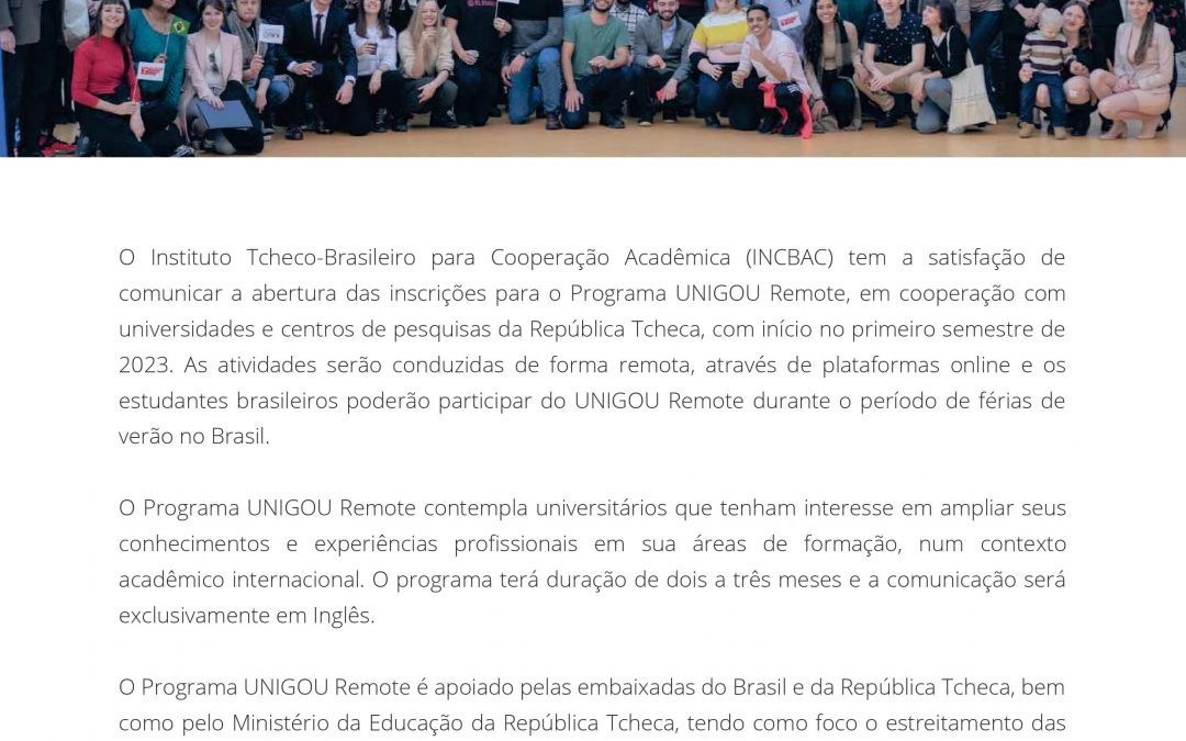 Programa Academic Internships UNIGOU Remote – República Tcheca