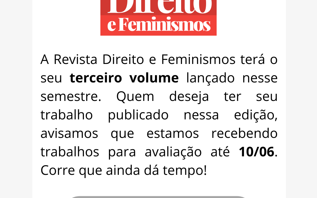 Chamada de artigos – Revista Direito e Feminismos