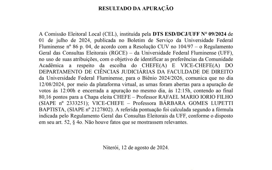 Homologação da Eleição DCJ