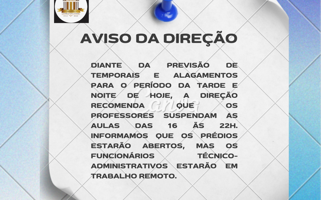 Suspensão das Aulas: Tarde e Noite do dia 04 de abril